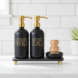 Soap Dispenser Set Comes with Stainless Pumps, Instant Dry Tray
